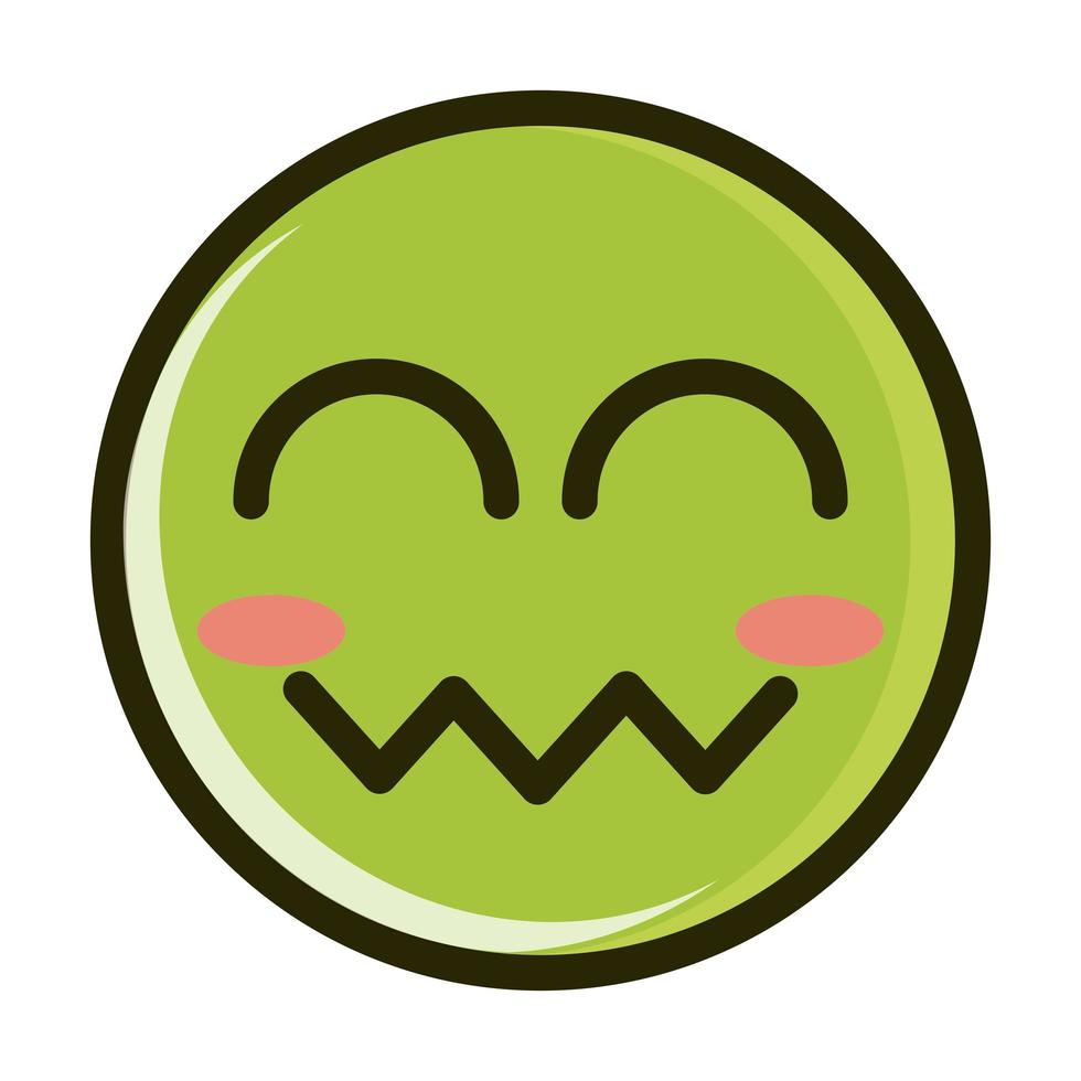 blush close eyes funny smiley emoticon face expression line and fill icon vector