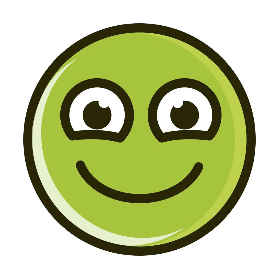 Emoticon feliz sonriente divertida línea de expresión de la cara y el icono de relleno vector