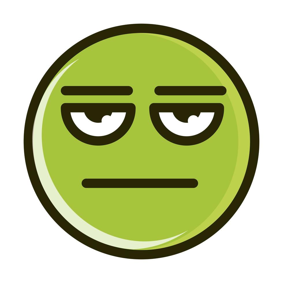 bored funny smiley emoticon face expression line and fill icon vector