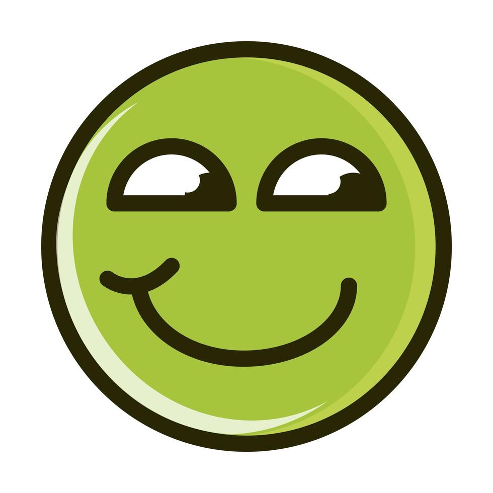 Línea de expresión de cara de emoticon sonriente divertido curioso e icono de relleno vector