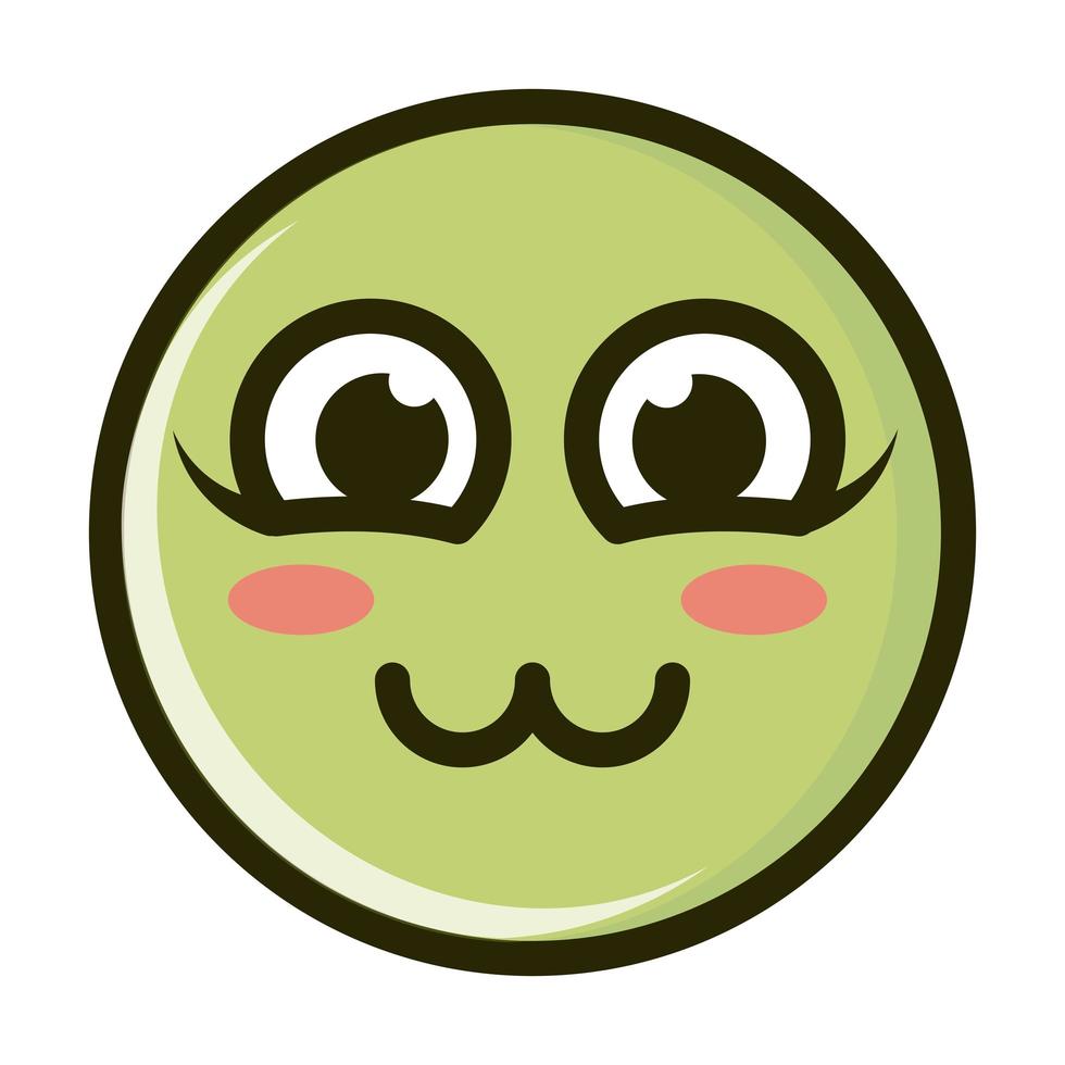 Línea de expresión de cara de emoticon sonriente divertido tierno e icono de relleno vector