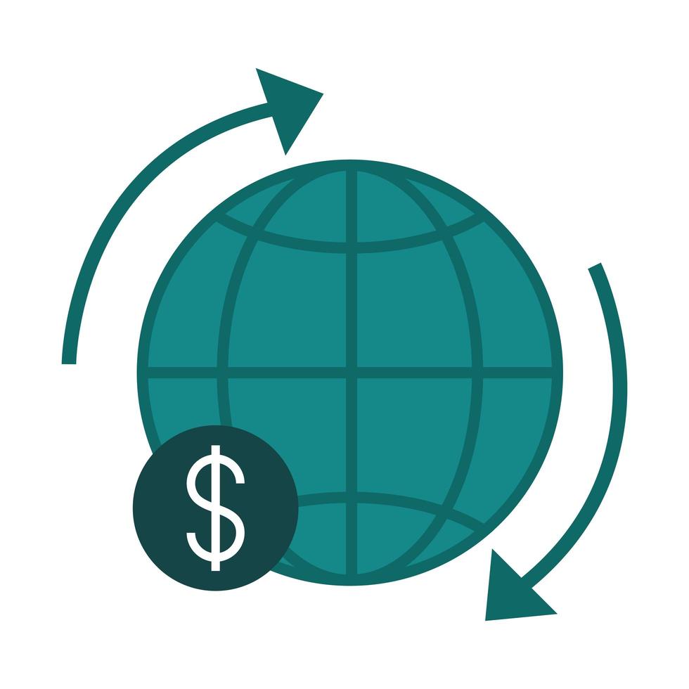 mobile banking around world exchange finance flat style icon vector