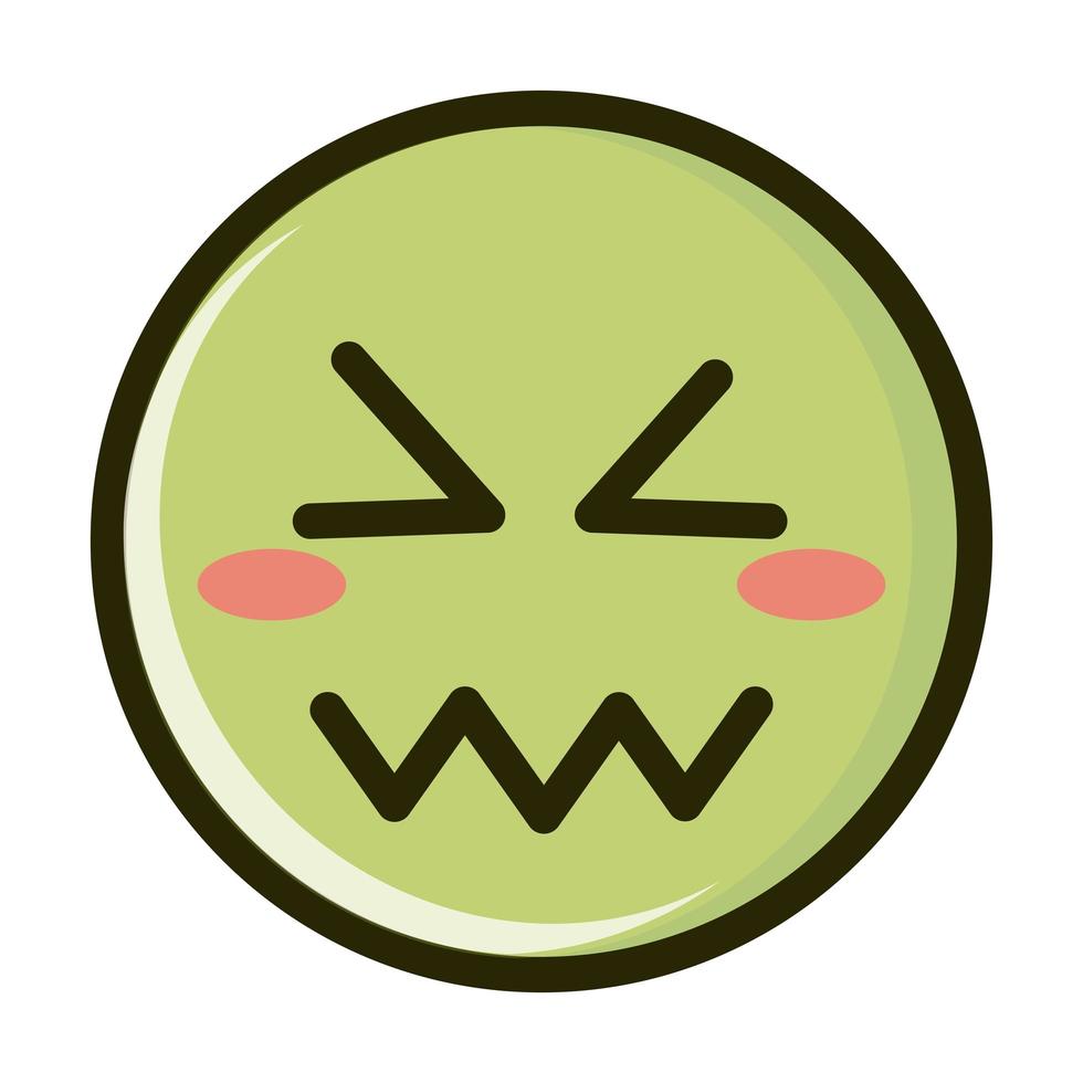 confounded funny smiley emoticon face expression line and fill icon vector