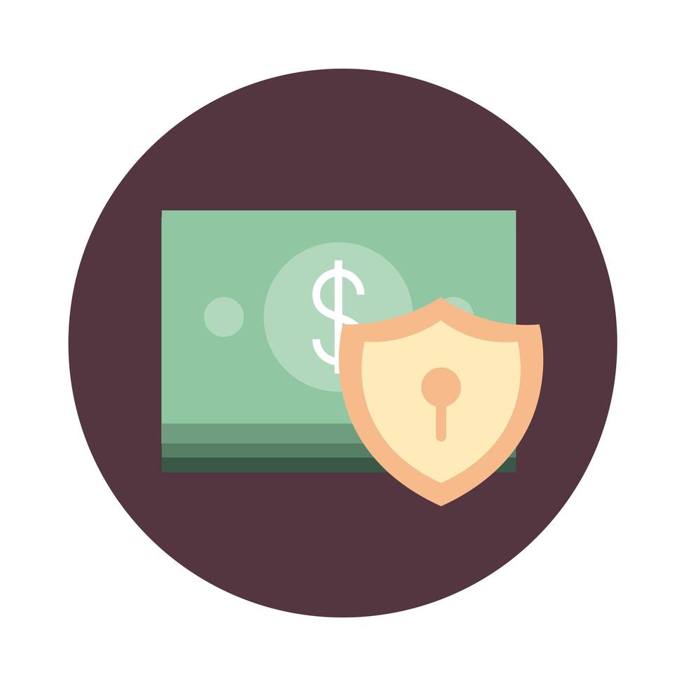 mobile banking stacked of banknote money protection block style icon vector