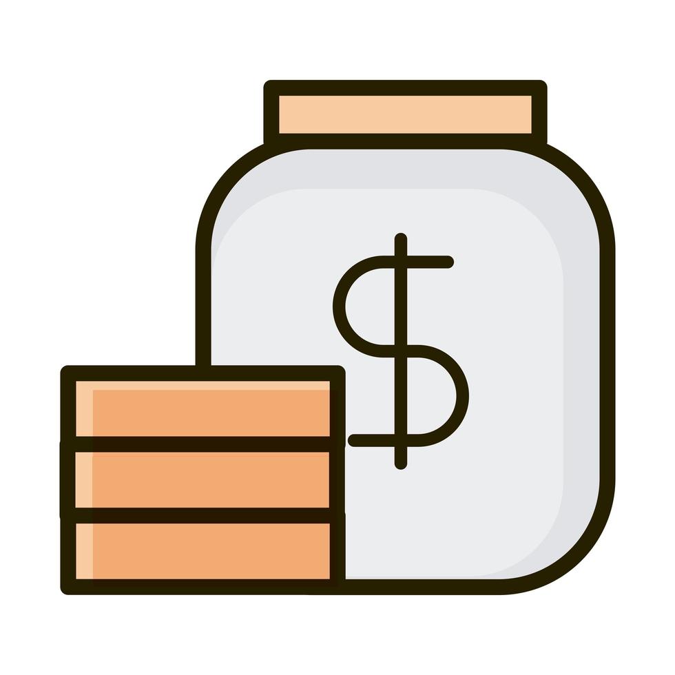 jar with stack coins business financial investing line and fill icon vector