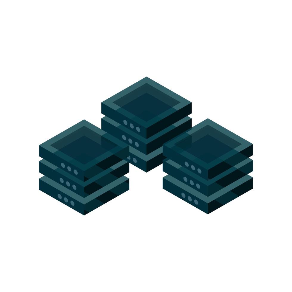 database server device technology isometric isolated icon vector