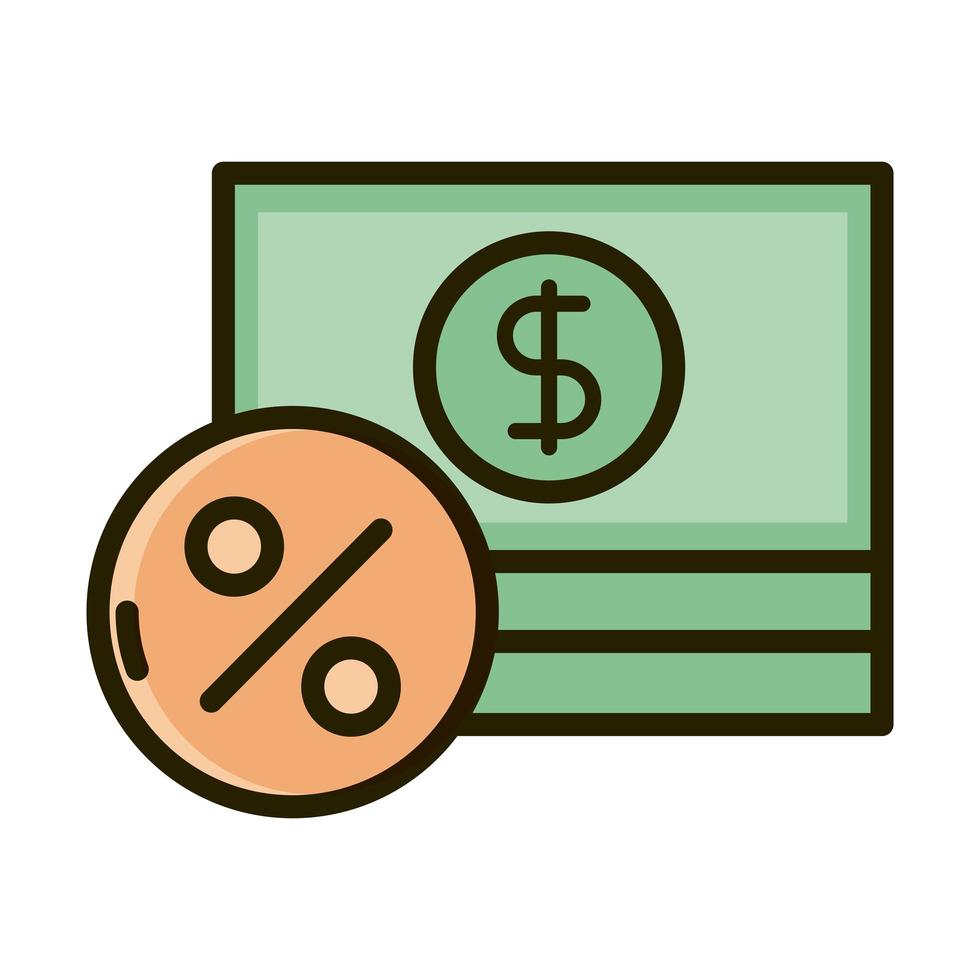 stacked of banknote money business financial investing line and fill icon vector