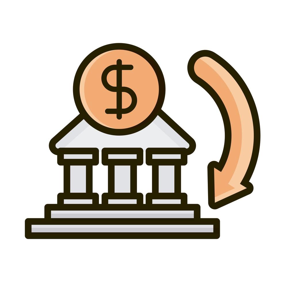 money bank transaction business financial investing line and fill icon vector