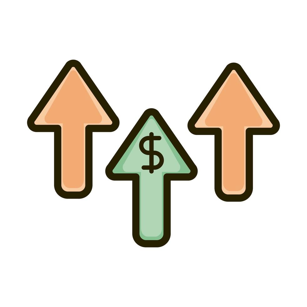 increase arrows money business financial investing line and fill icon vector