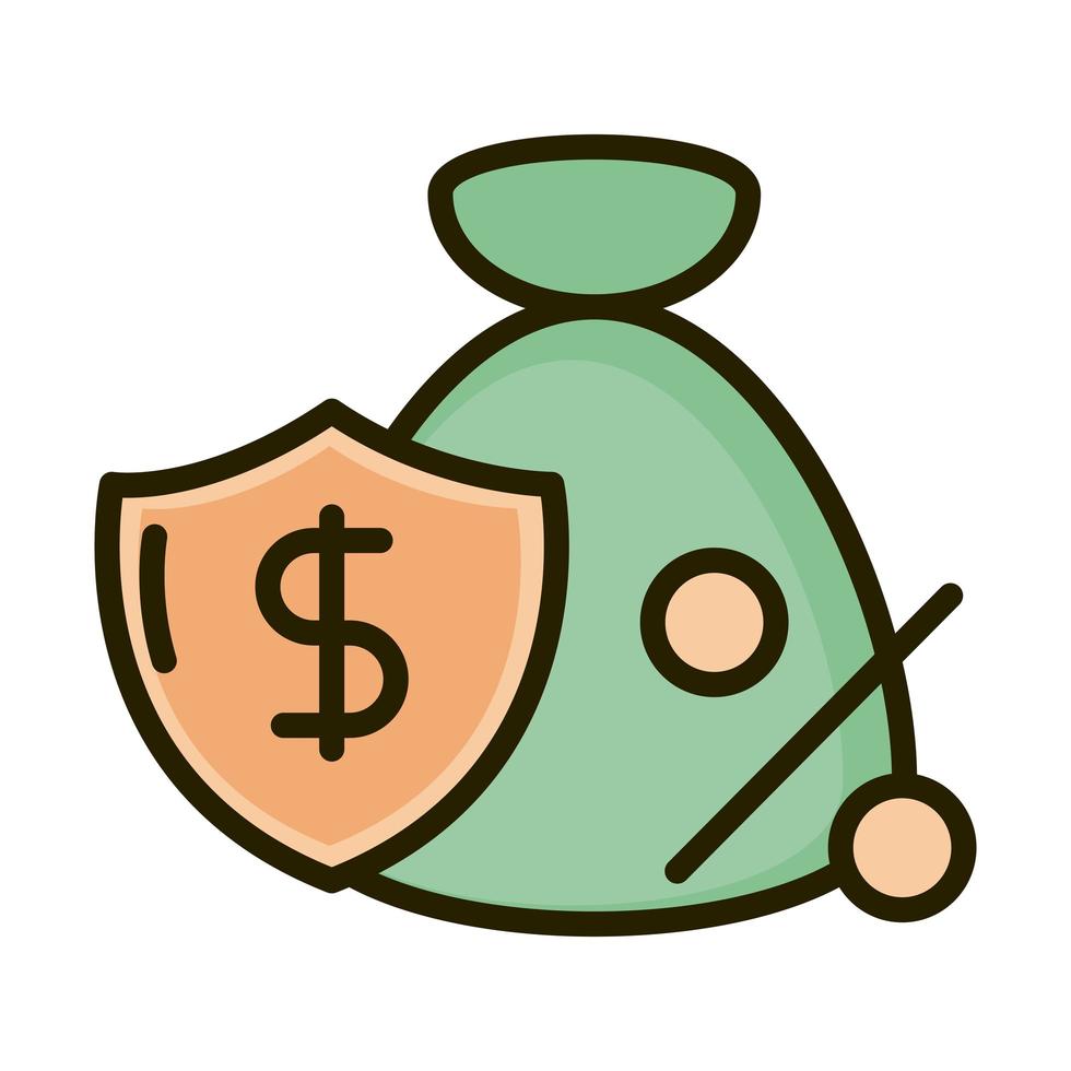 money bag shield percentage business financial investing line and fill icon vector