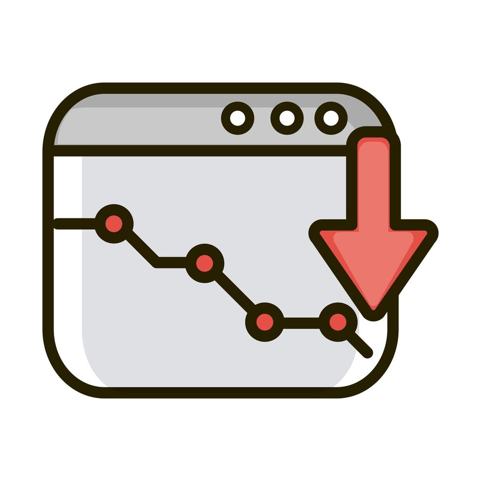 decrease statistic diagram website financial business stock market line and fill icon vector