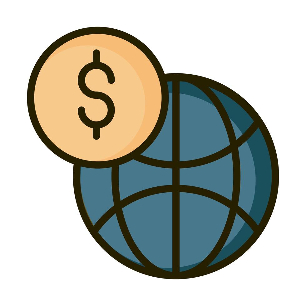world money financial business stock market line and fill icon vector