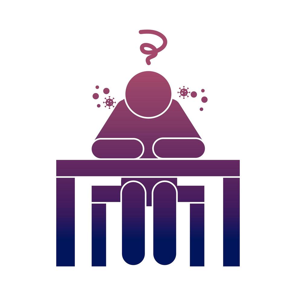 coronavirus covid 19 person with symptoms pandemic outbreak  health pictogram gradient style icon vector