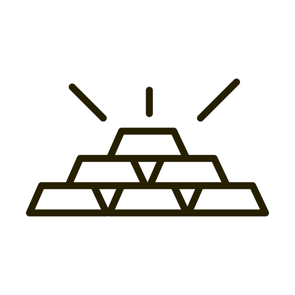 stack of gold bars treasure financial business stock market line style icon vector