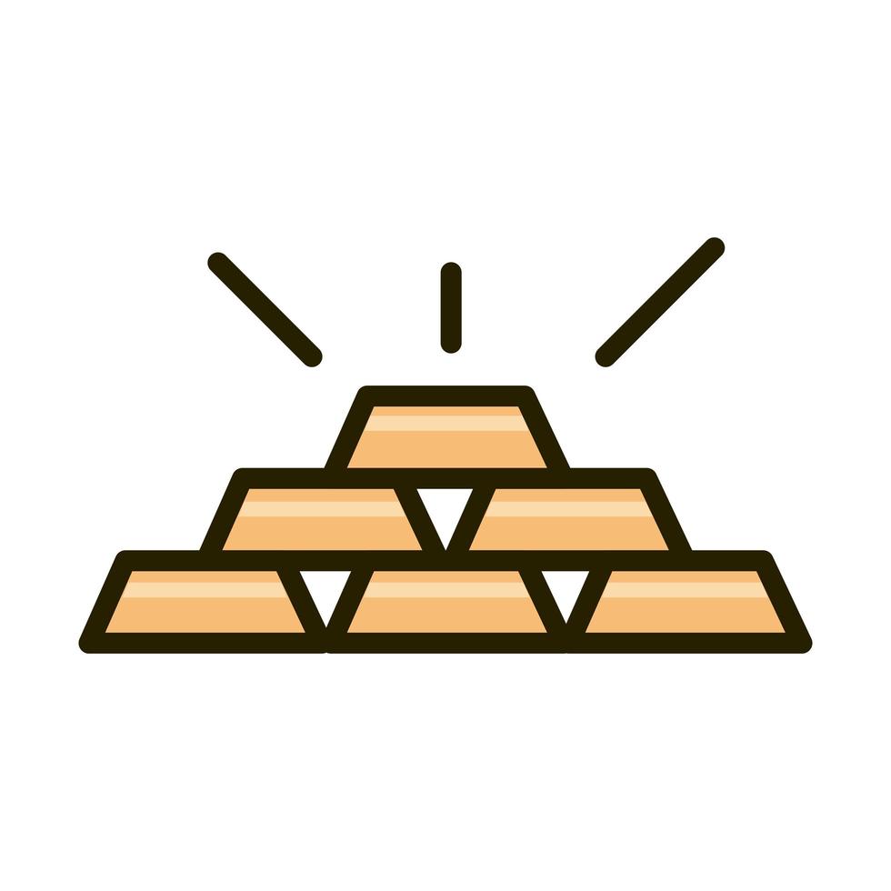 stack of gold bars treasure financial business stock market line and fill icon vector