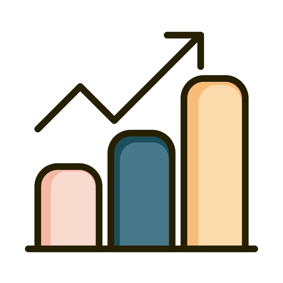 statistics chart growth arrow financial business stock market line and fill icon vector