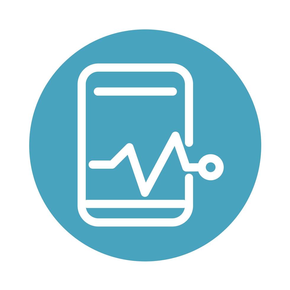 teléfono inteligente consulta digital icono de estilo de bloque médico y sanitario vector