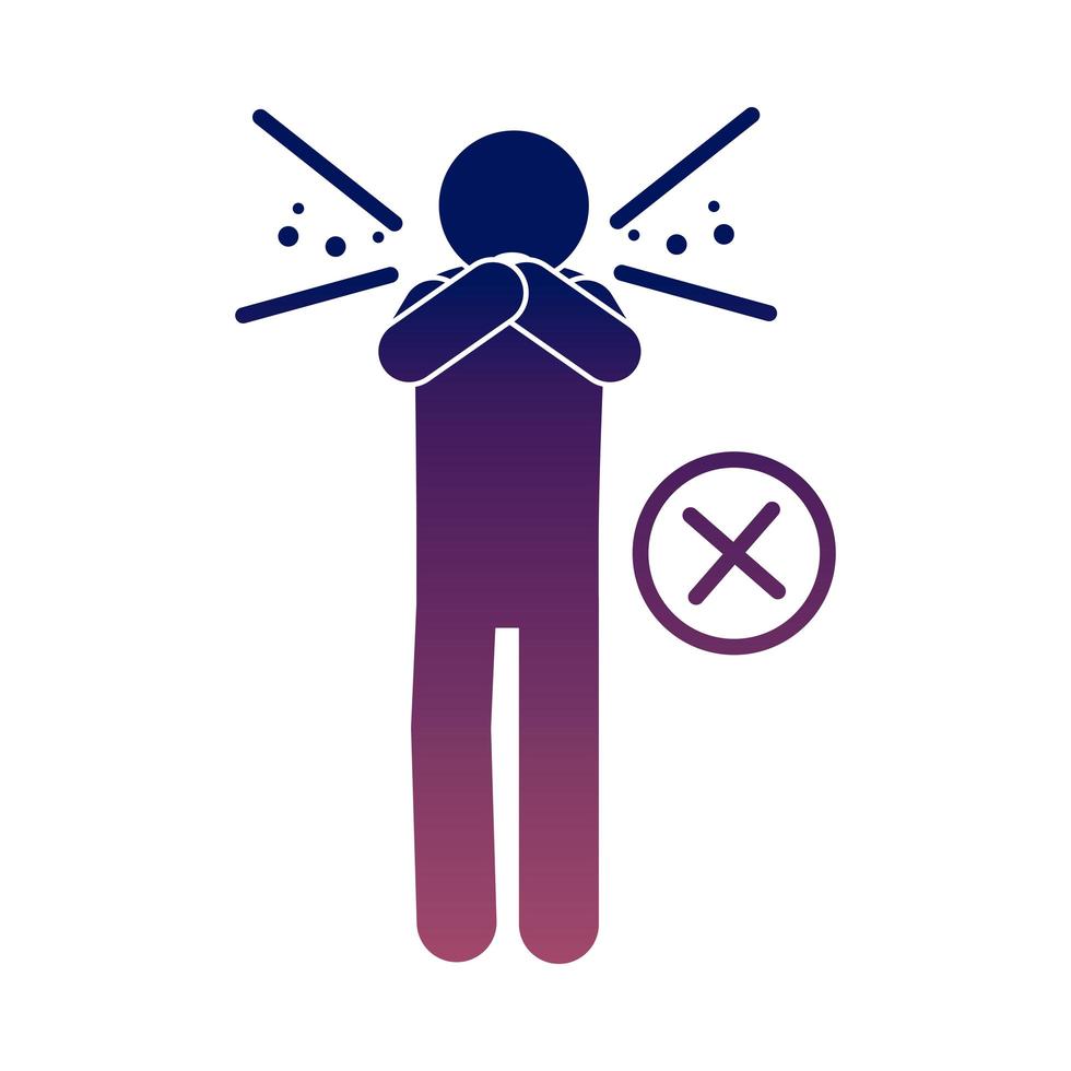coronavirus covid 19 avoid cover mouth with hands health pictogram gradient style icon vector