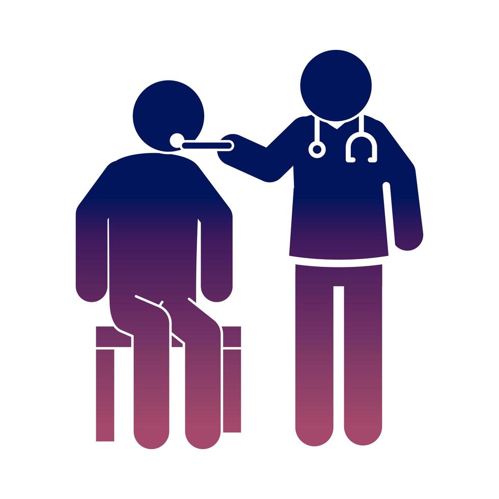 coronavirus covid 19 doctor with patient in consultation diagnosis health  gradient style icon vector