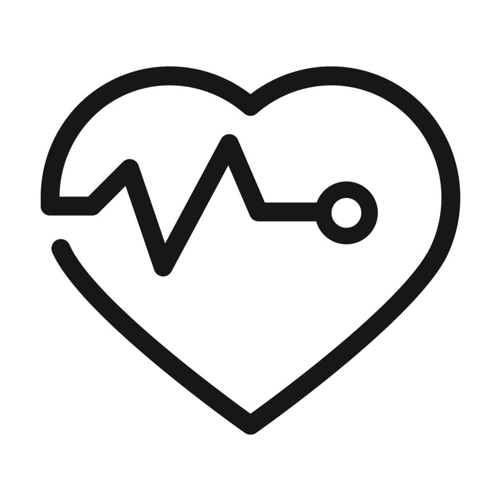 icono de estilo de línea médica y sanitaria de cardiología de latidos del corazón vector