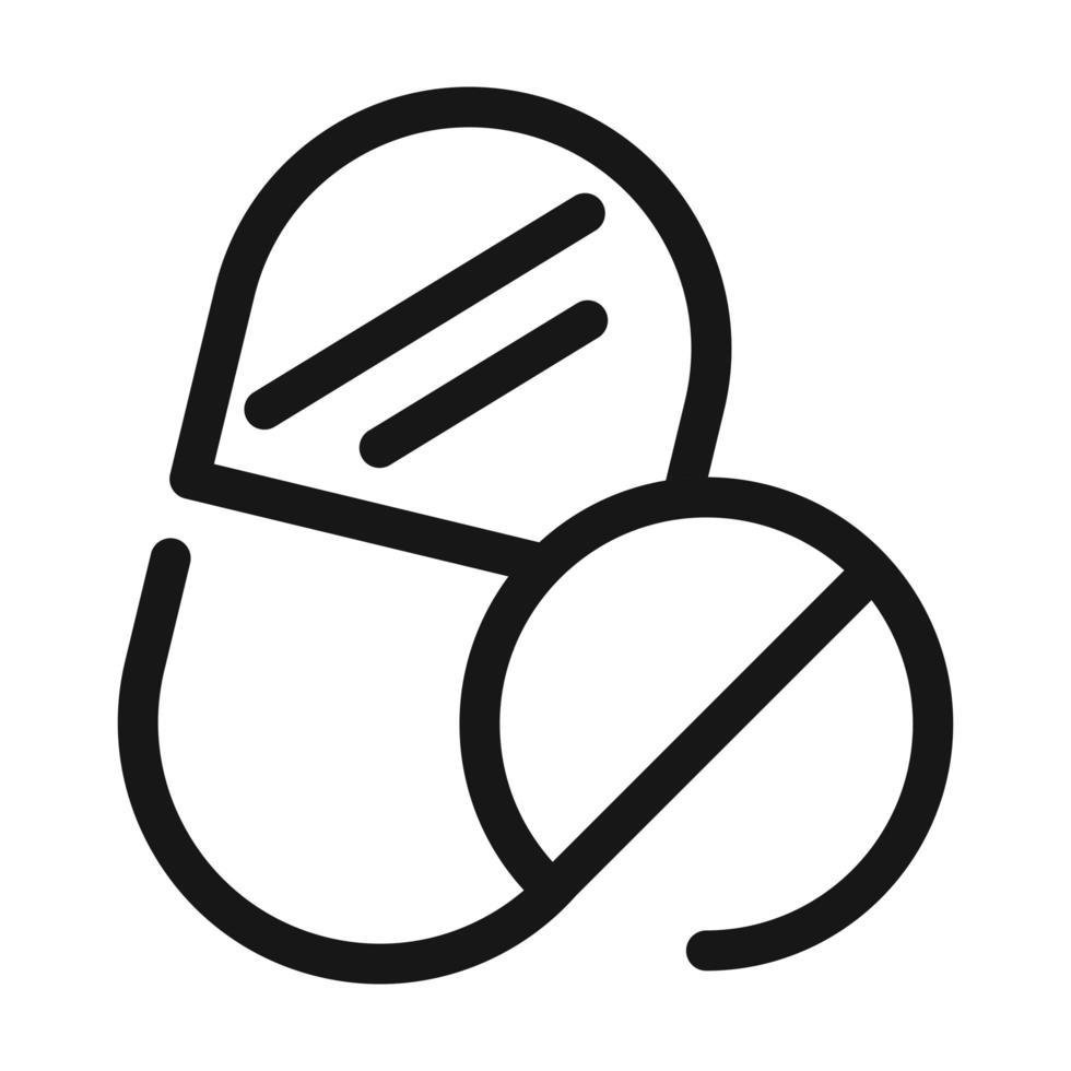 capsule and pill treatment medicine medical and health care line style icon vector