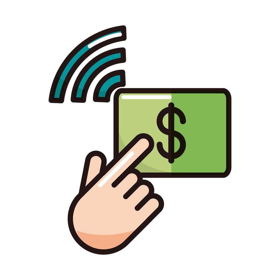 click money digital transaction shopping or payment mobile banking line and fill icon vector