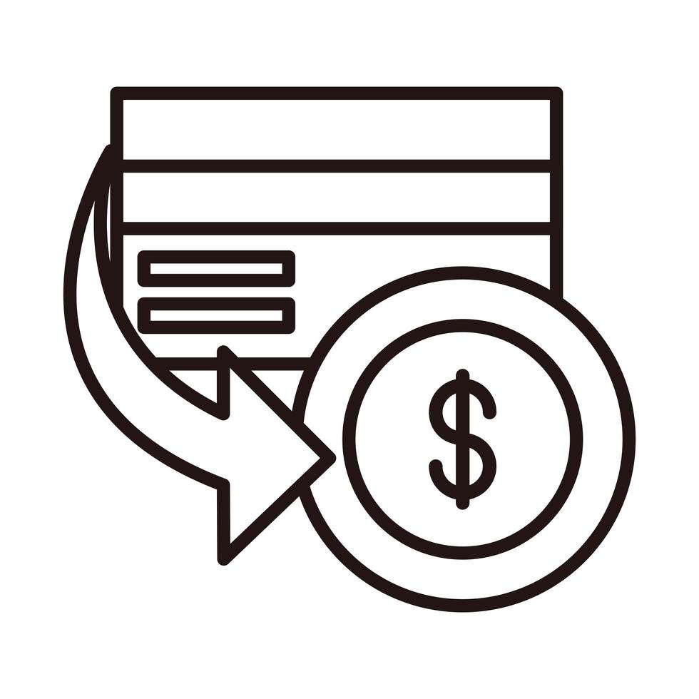 bank credit card money exchange shopping or payment mobile banking line style icon vector