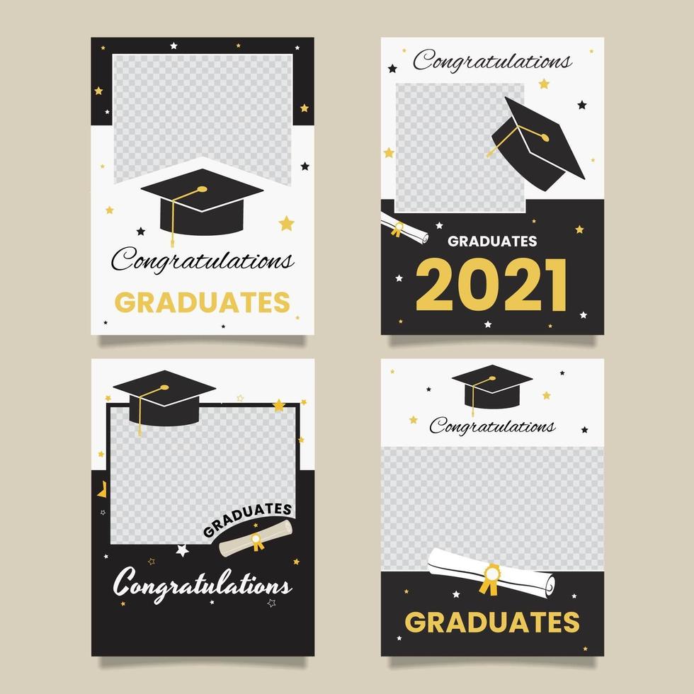 Black White Graduation photo frame collection vector