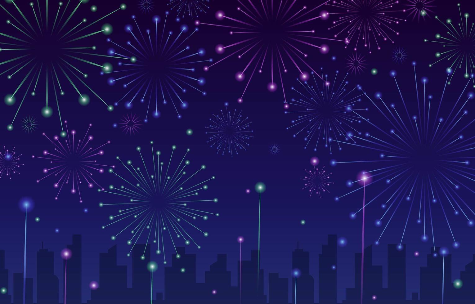 Dark Blue Fireworks background vector