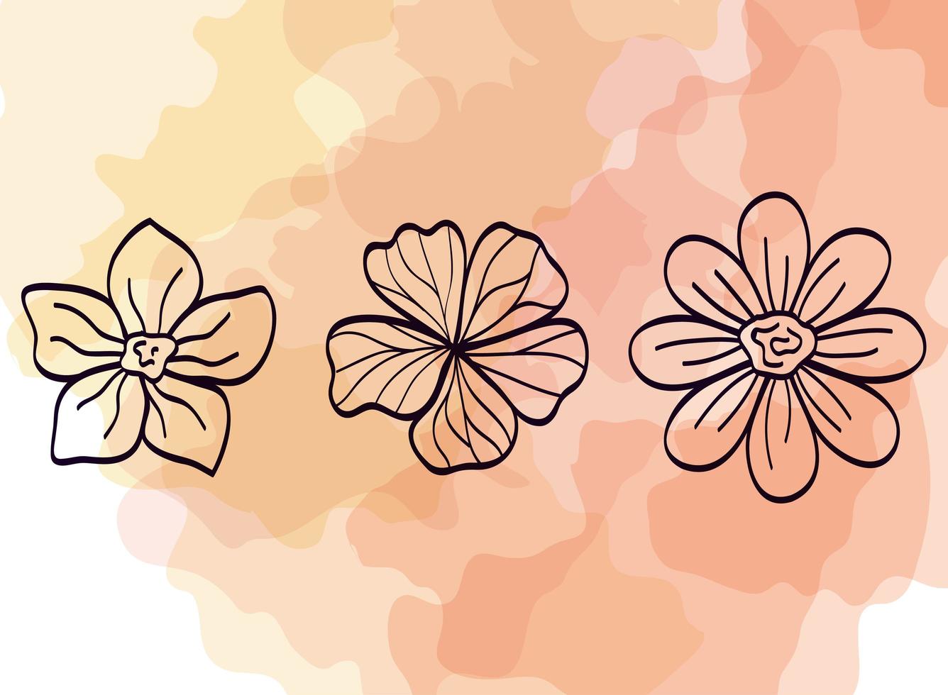 set of cute natural flowers vector