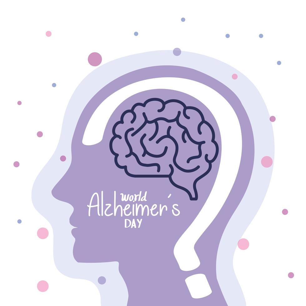 día mundial del alzheimer con cabeza de perfil vector