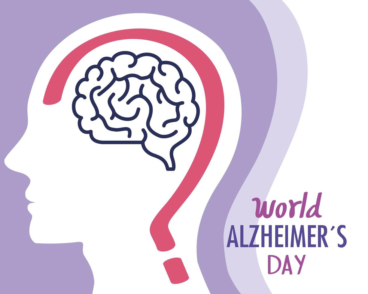 día mundial del alzheimer con cabeza de perfil vector