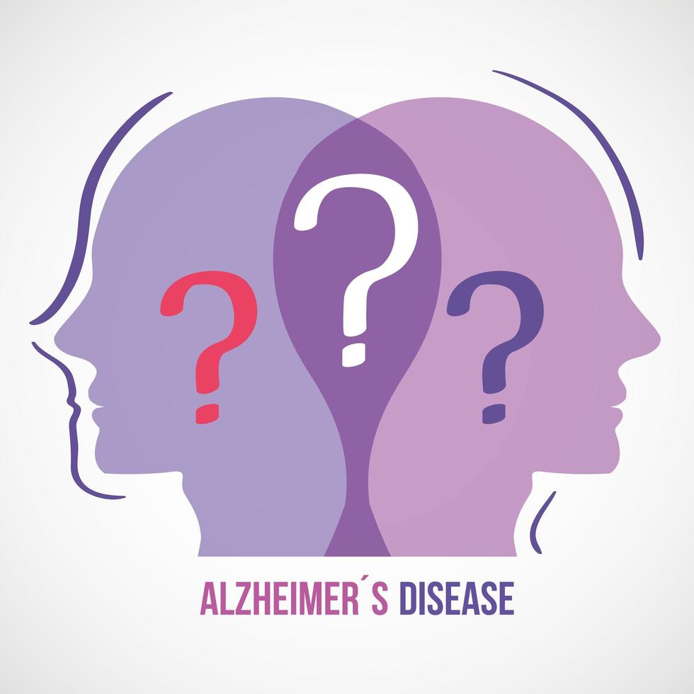 día mundial del alzheimer con cabezas de perfil vector