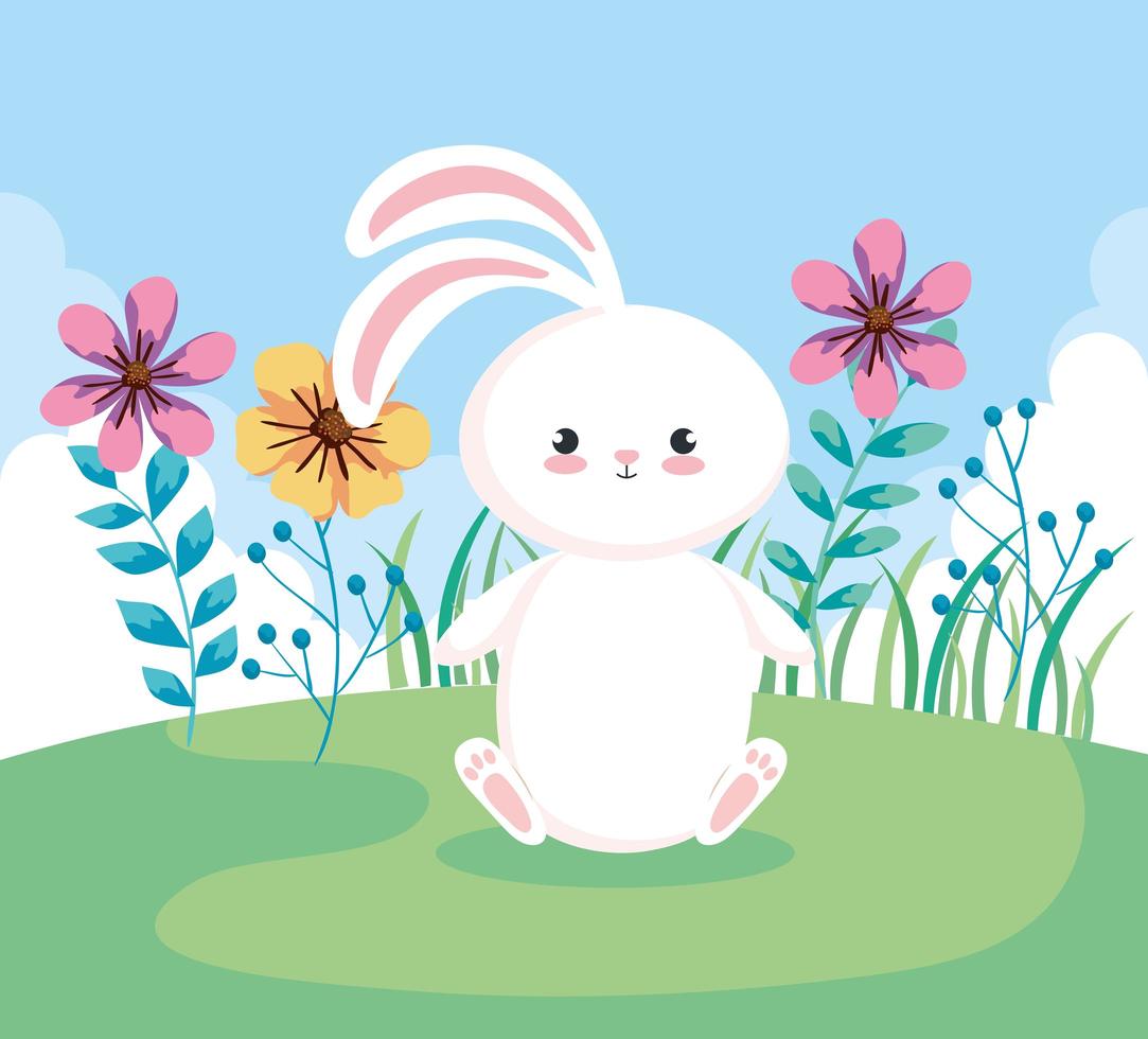 cute rabbit of easter in landscape vector