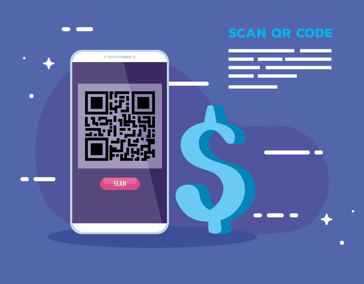 scan qr code with smartphone vector