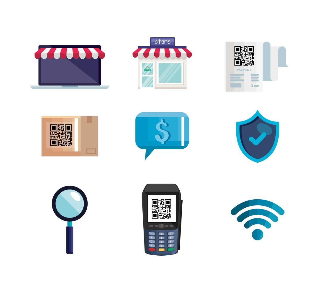 scan qr code with set of icons vector