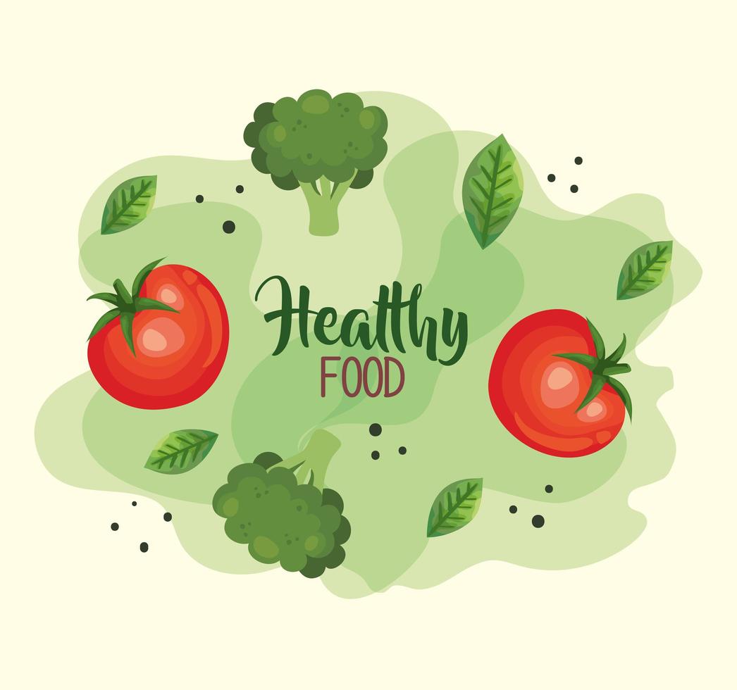 healthy food poster with tomatoes and vegetables vector