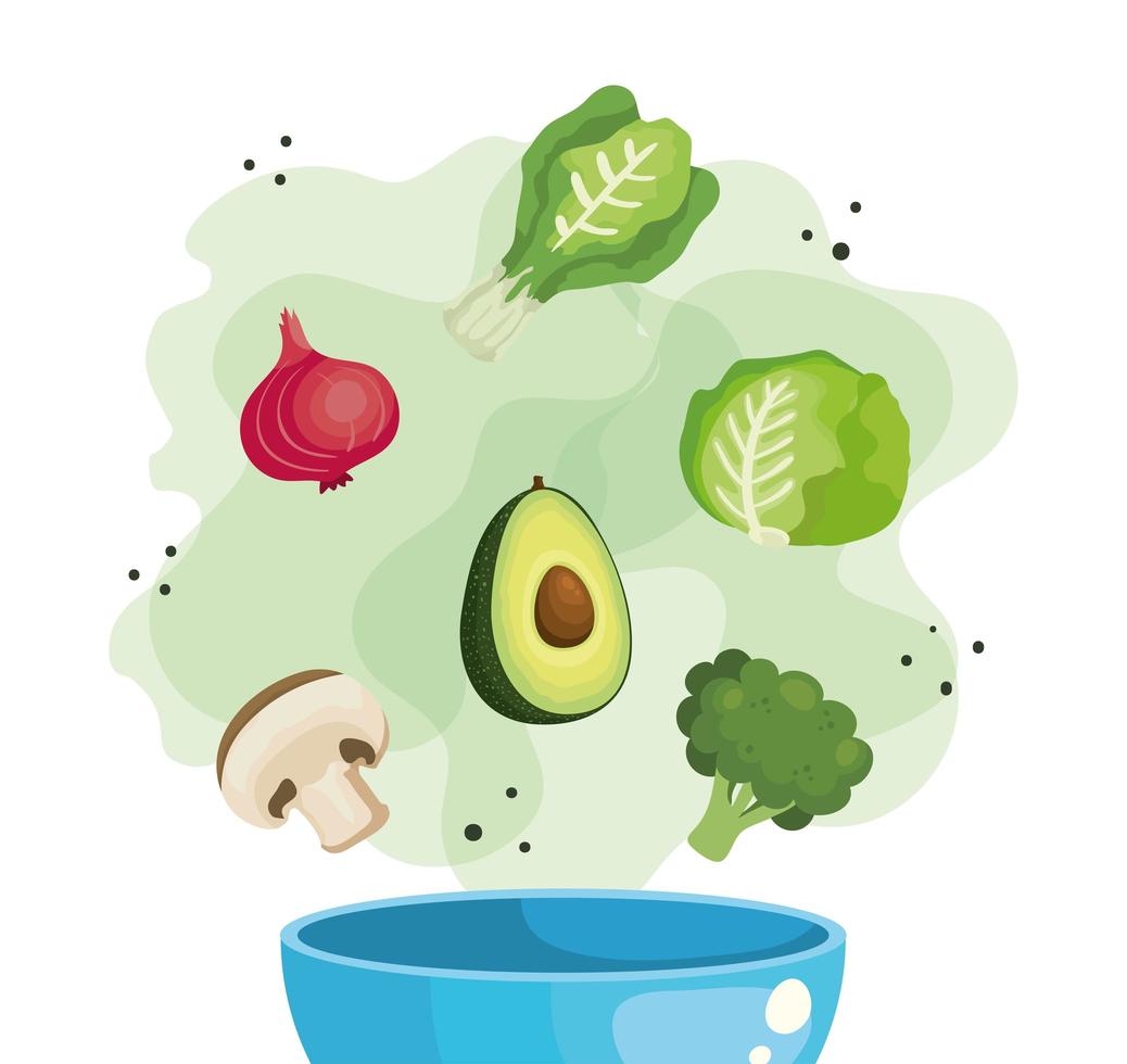 bowl with fresh and healthy vegetables vector