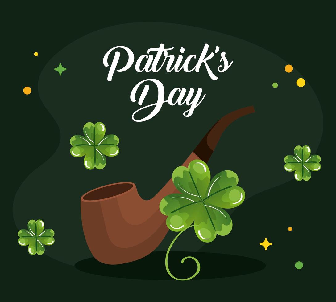 saint patricks day with pipe and decoration vector