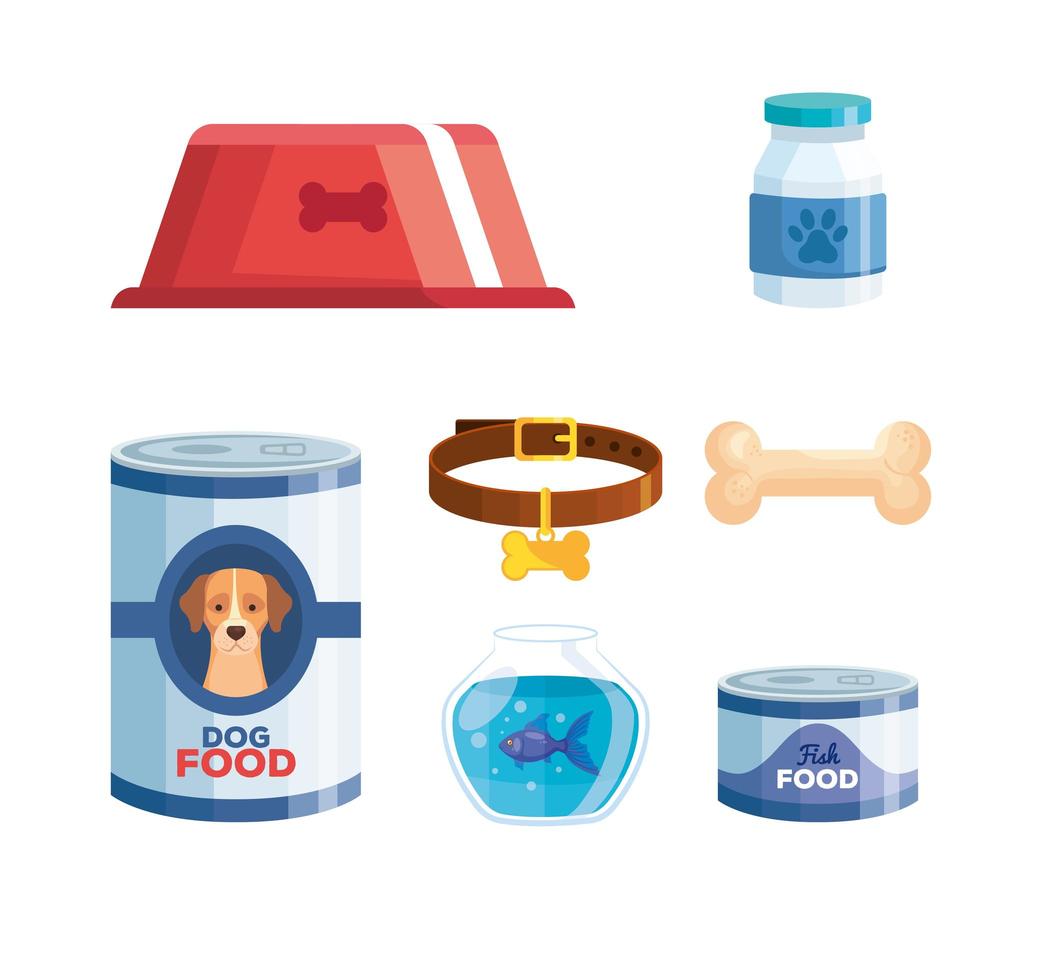 set of icons of dog animal vector