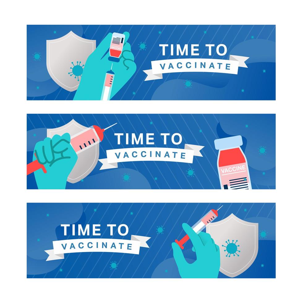 Set of COVID 19 Banner Sets vector