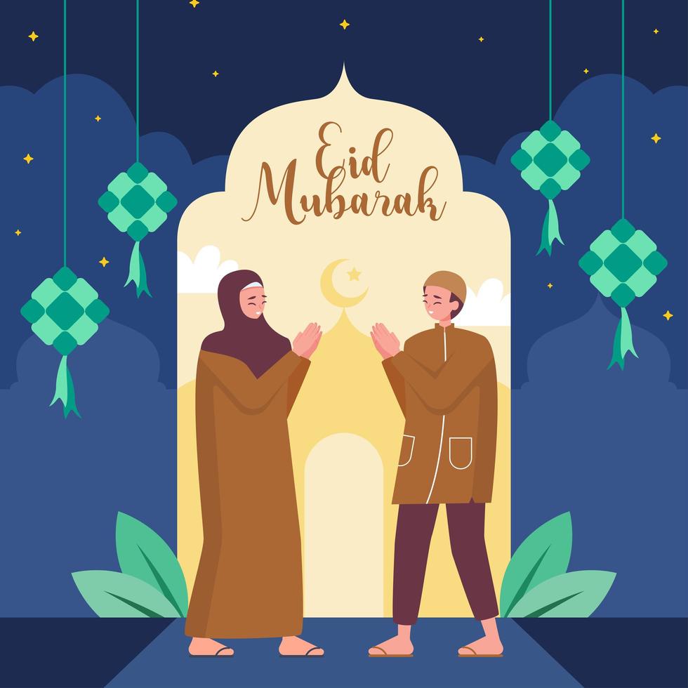 Hand Gesture Apology To Celebrate Eid vector