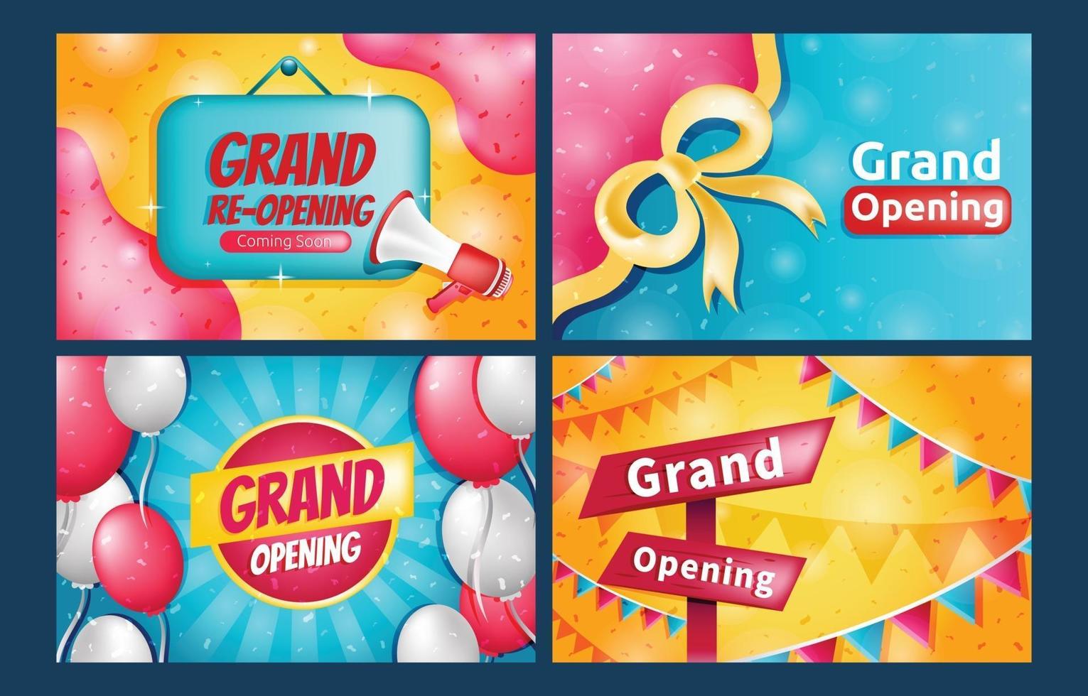 Grand Opening Background Template Set vector