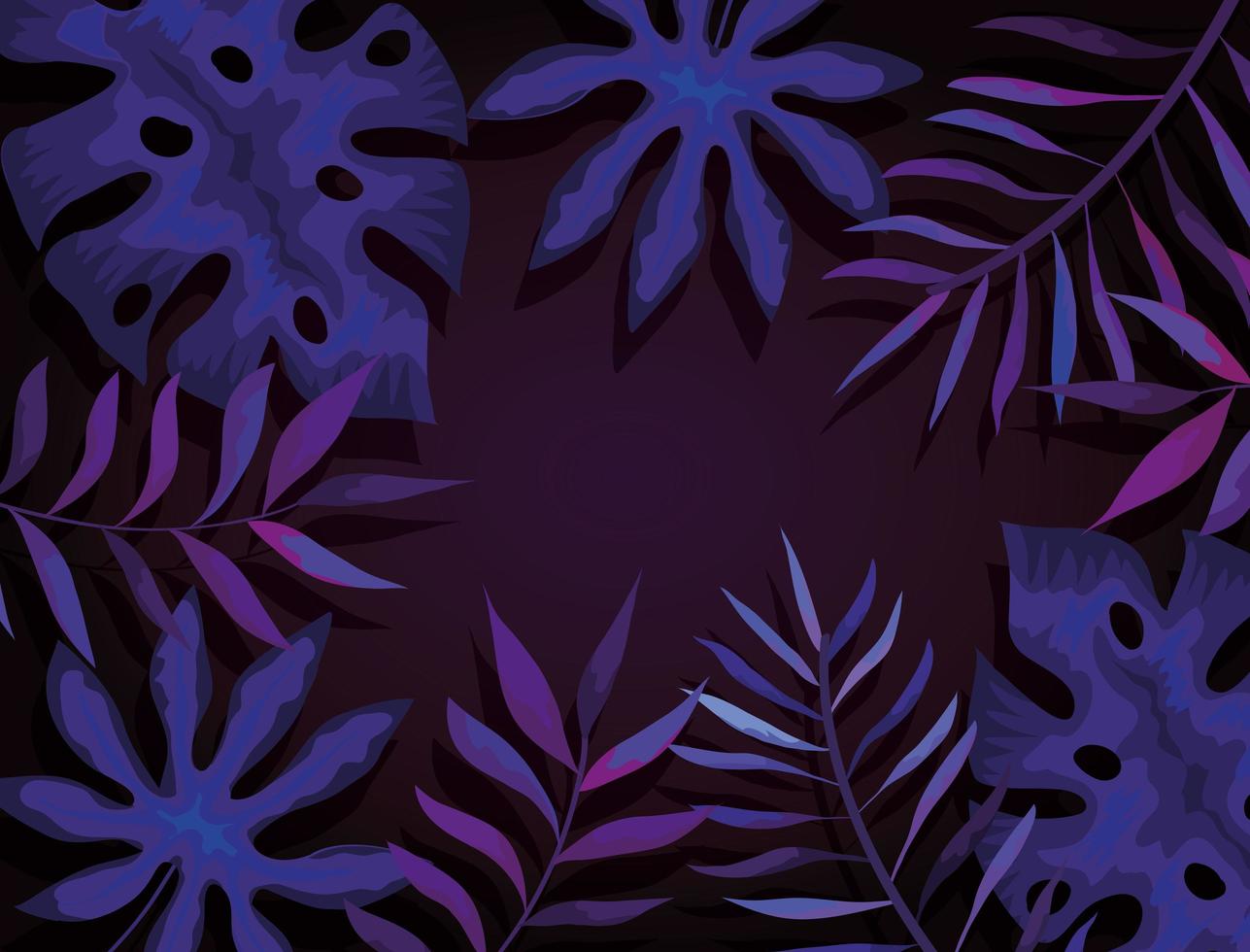 background of branches and tropical leaves vector