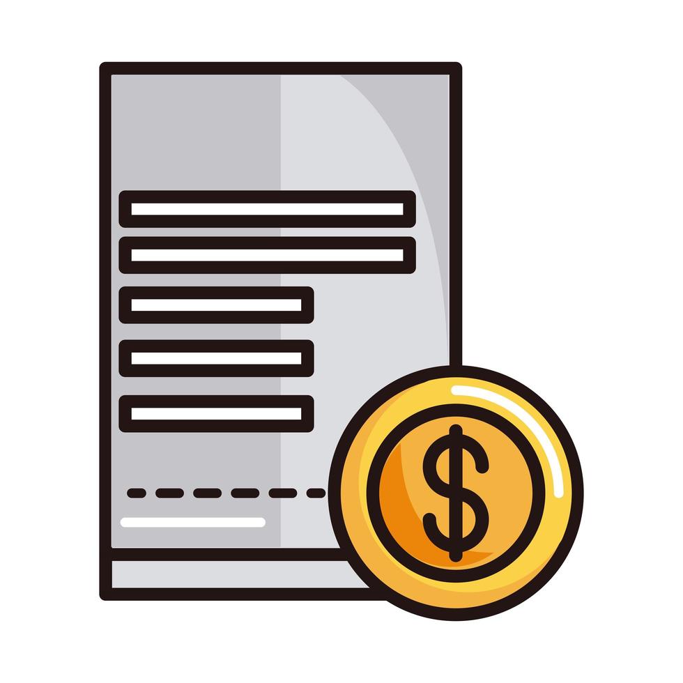 ecommerce bill money shopping or payment mobile banking line and fill icon vector