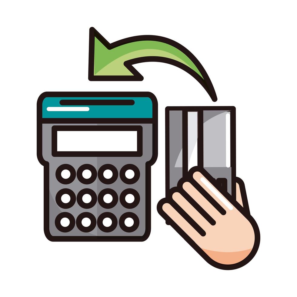 pos terminal bank card shopping or payment mobile banking line and fill icon vector