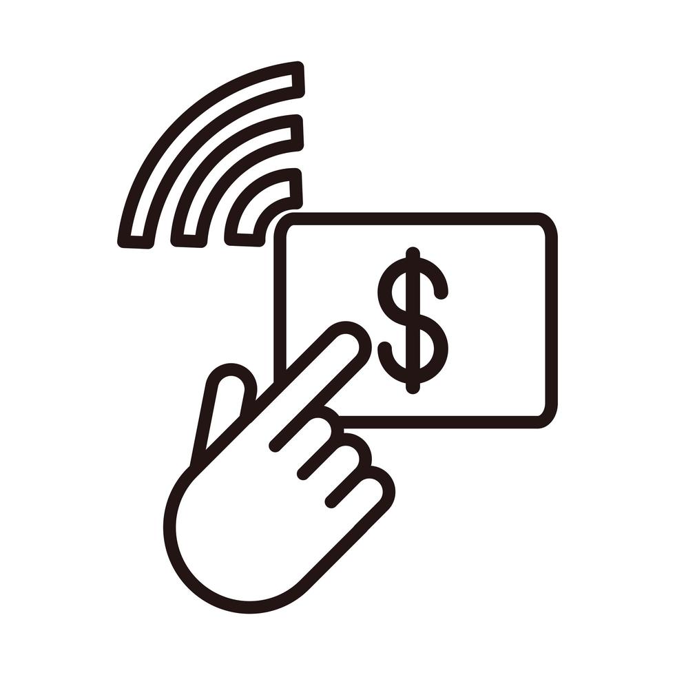 click money digital transaction shopping or payment mobile banking line style icon vector