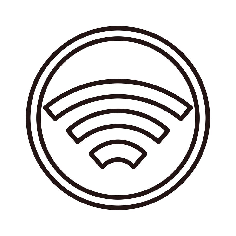 internet wifi connected shopping or payment mobile banking line style icon vector