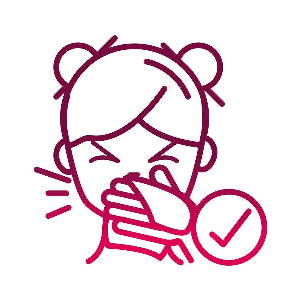cover mouth and nose with tissue prevent spread of covid19 gradient icon vector
