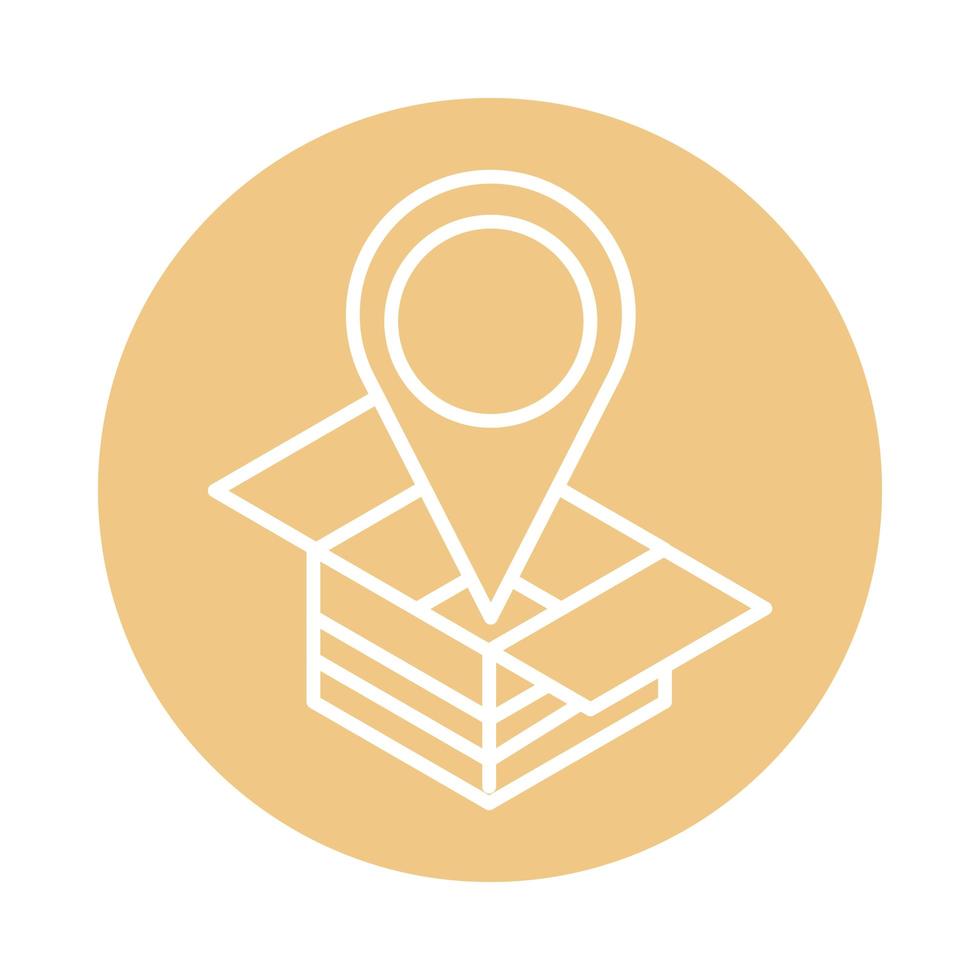 gps location pointer cardboard box cargo shipping delivery block style icon vector